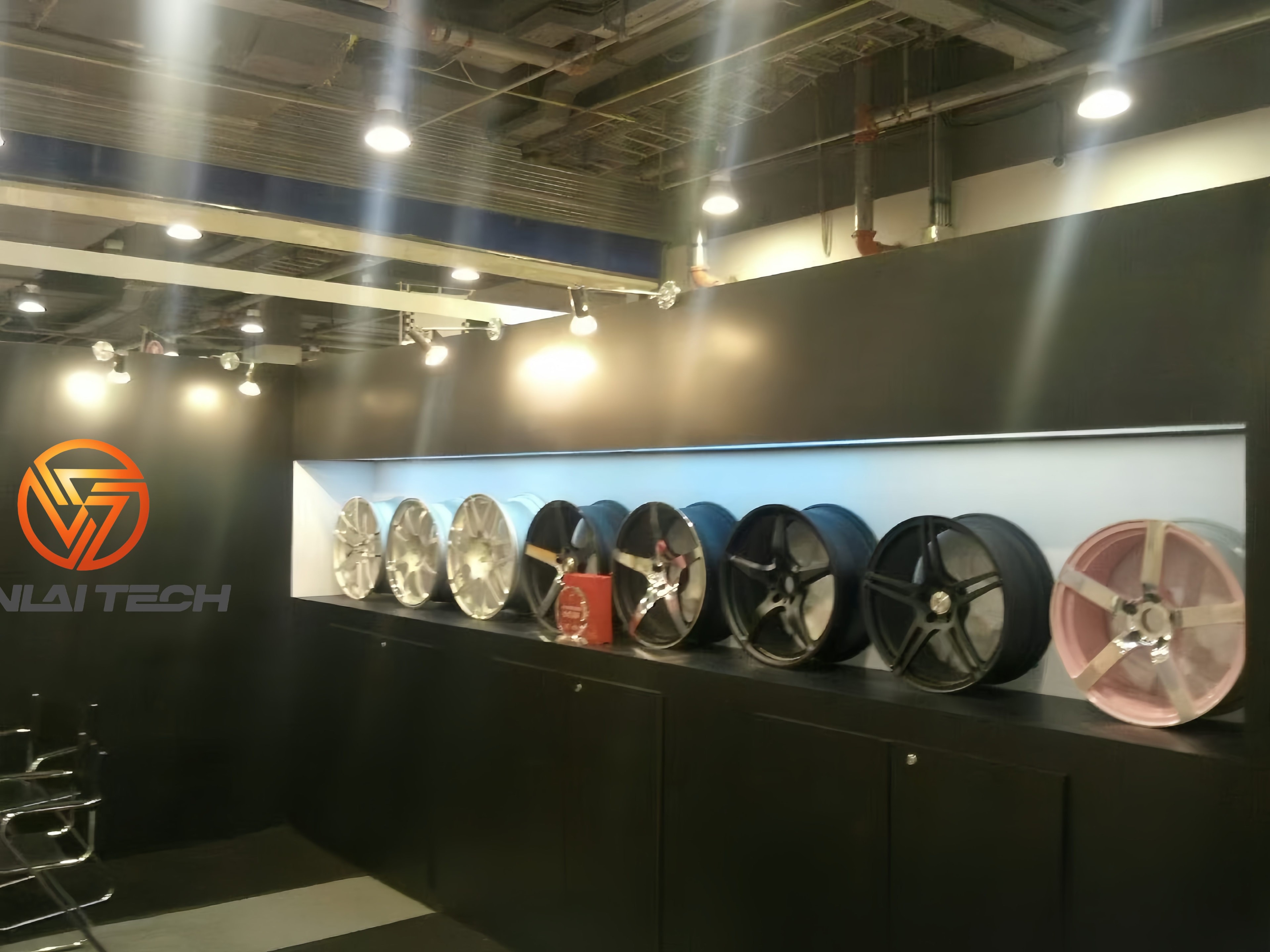 Forged wheels displayed at an industry exhibition